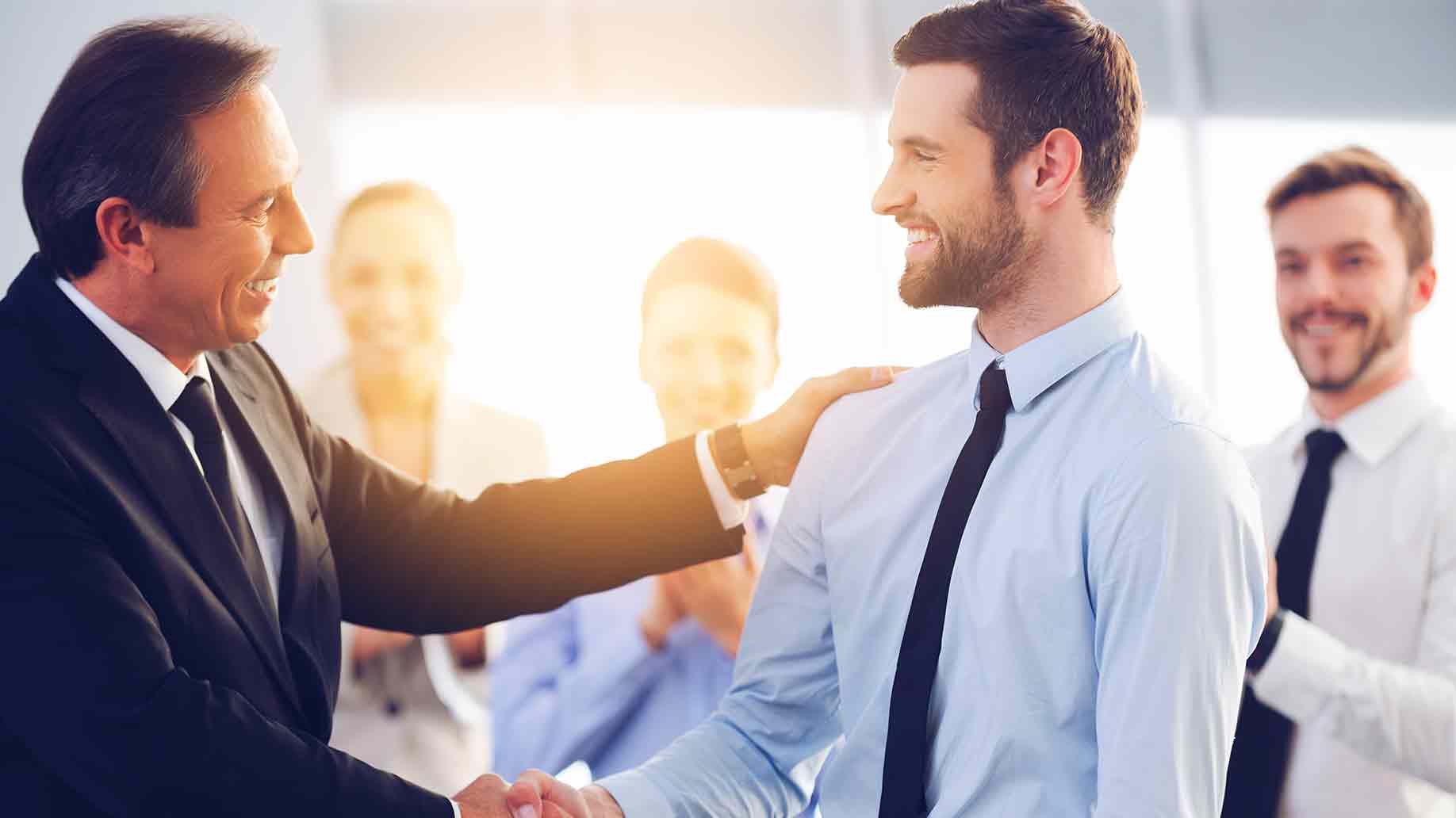 two cheerful business men