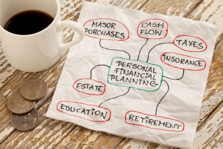 Financial Planning Napkin Hand Written Coins Coffee