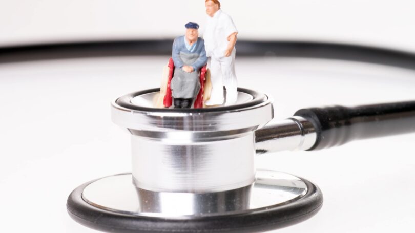 Stethoscope Elderly Man Wheelchair Nurse Aid