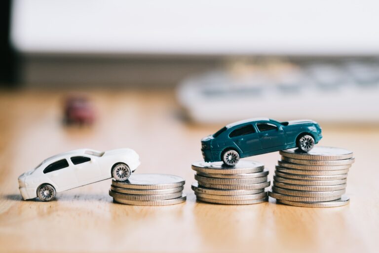 Cars Stacked Coins Saving Money Financing Payment