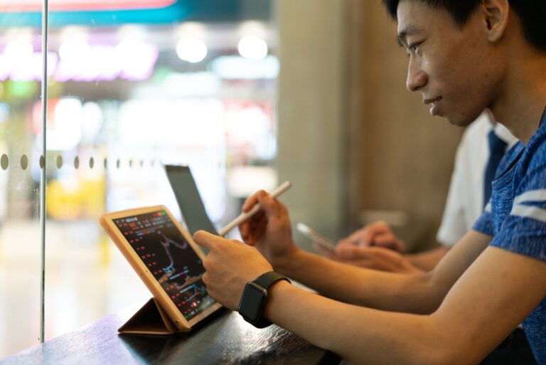 Young Man Working Tablet Computer